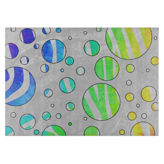 Zebra Polka Dot Rainbow en White Print Snijplank (Voorkant)