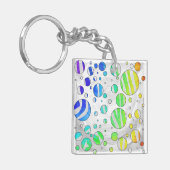Zebra Polka Stip Regenboog en Wit Print Sleutelhanger (Voorkant Links)