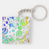 Zebra Polka Stip Regenboog en Wit Print Sleutelhanger (Achterkant)