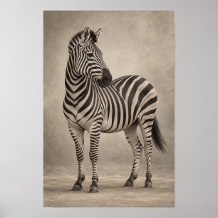 Zebra-portret in zachte neutrale licht-wanddecorat poster