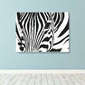 Zebra portret zwart-wit canvas afdruk (Insitu (Houten vloer))