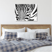Zebra portret zwart-wit canvas afdruk (Insitu (Slaapkamer))