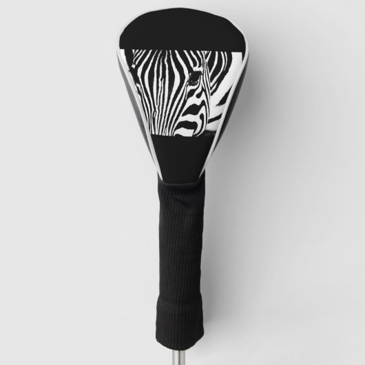 Zebra portret zwart-wit golfheadcover (Voorkant)