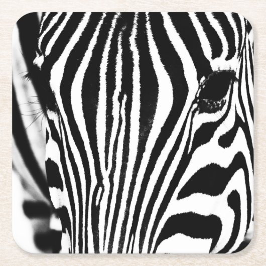 Zebra portret zwart-wit kartonnen onderzetters (Voorkant)