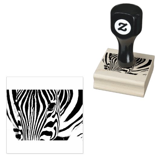 Zebra portret zwart-wit rubberstempel (Gestempeld)