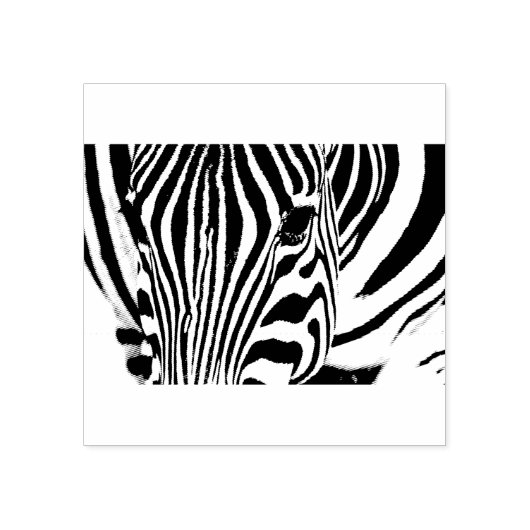 Zebra portret zwart-wit rubberstempel (Afrduk)