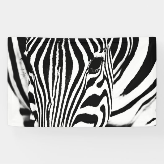 Zebra portret zwart-wit spandoek (Horizontaal)