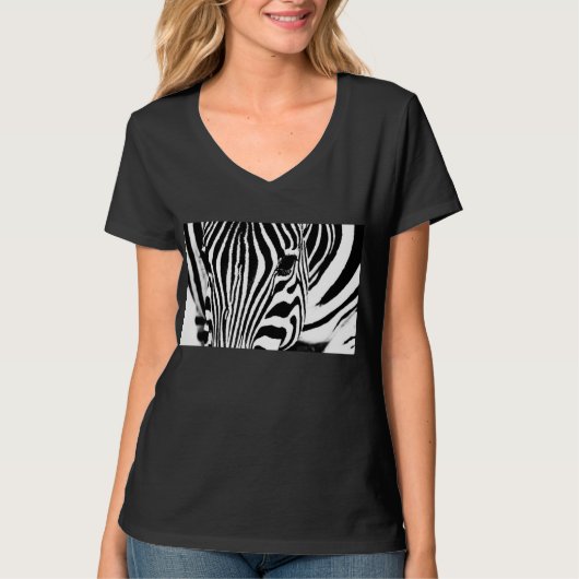 Zebra portret zwart-wit t-shirt (Voorkant)
