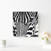 Zebra portret zwart-wit vierkante klok (Huis)