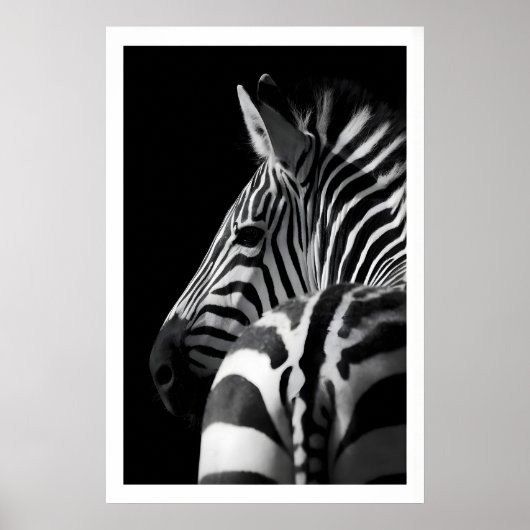 Zebra Portretprint Modern Zwart en Wit Muur Poster (Voorkant)
