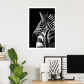 Zebra Portretprint Modern Zwart en Wit Muur Poster (Thuiskantoor)