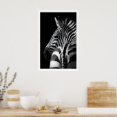 Zebra Portretprint Modern Zwart en Wit Muur Poster (Keuken)