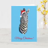 Zebra Portretschilderij Kerstman Kerstman Kaart (Gele Bloem)