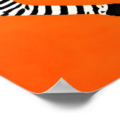 Zebra Poster, Oranje Achtergrond, Modern Dier Poster (Hoek)