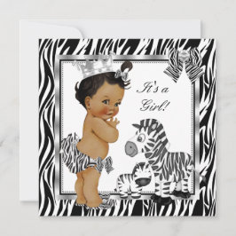 Zebra Prinses Meisje Baby Shower Etnisch Kaart