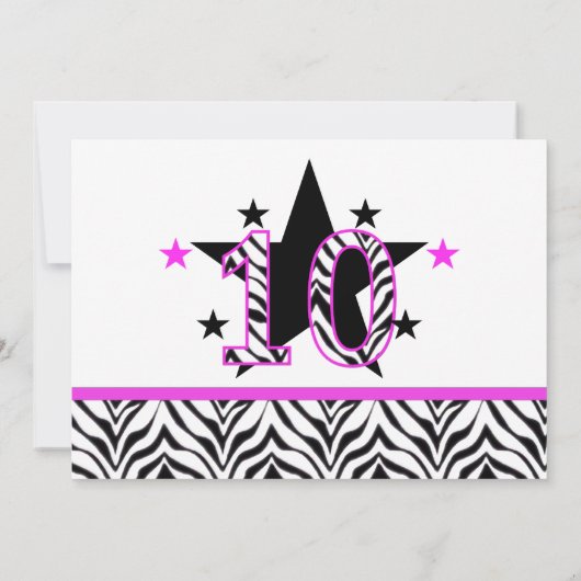 Zebra Print: 10e verjaardag van uitnodigingen (Achterkant)