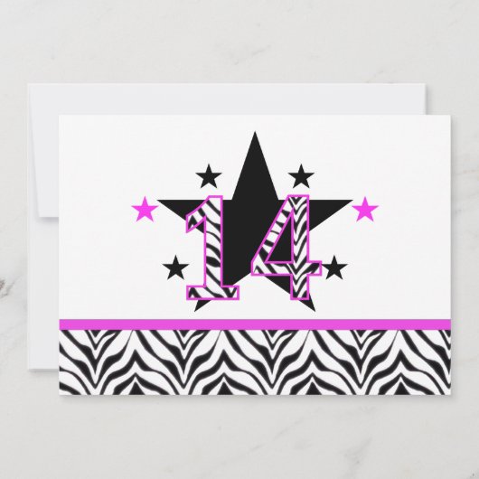 Zebra Print: 14e verjaardag van uitnodigingen (Achterkant)