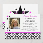 Zebra Print: 14e verjaardag van uitnodigingen (Voorkant / Achterkant)