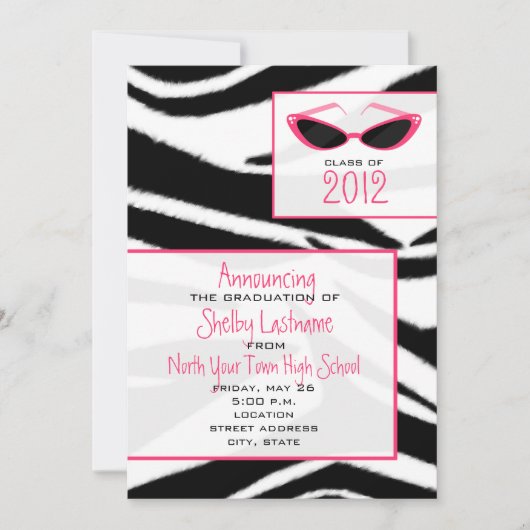 Zebra Print 2012 Graduation Announcement Kaart (Voorkant)