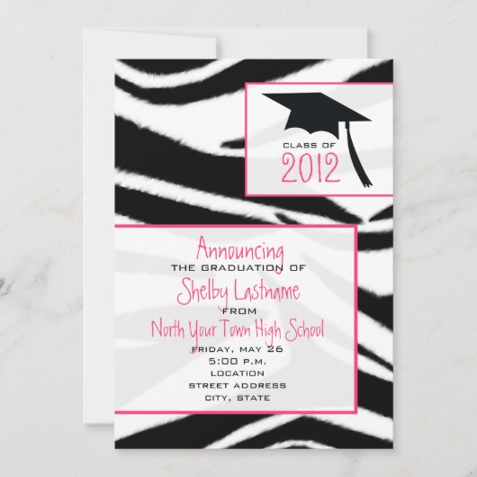 Zebra Print 2012 Graduation Announcement Kaart (Voorkant)