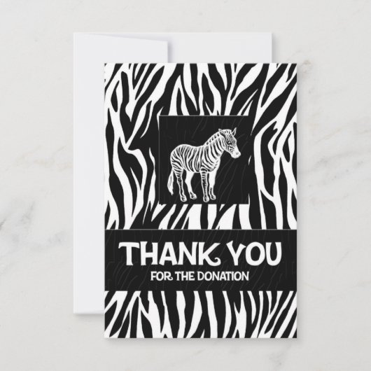 Zebra Print 3,5 inch x 5 inch Donatie Bedankkaart (Voorkant)