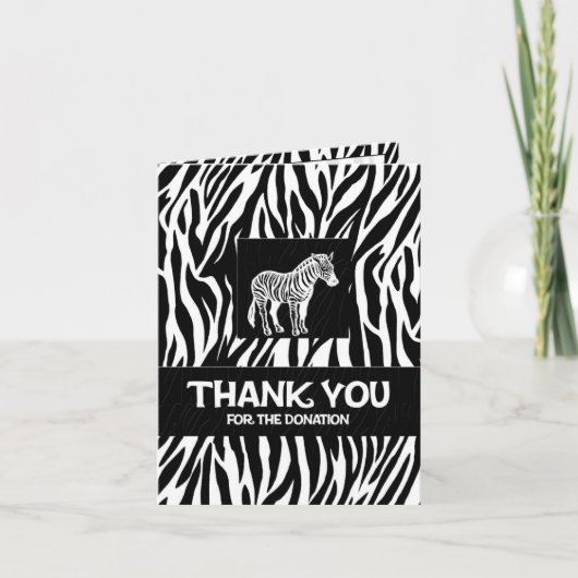 Zebra Print 4"x5.6" Donation Thank You Notecard Bedankkaart (Voorkant)