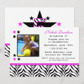 Zebra Print: 5e verjaardag van de uitnodigingen va (Voorkant / Achterkant)