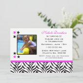 Zebra Print: 6e verjaardag van de uitnodigingen va (Staand voorkant)