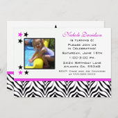 Zebra Print: 6e verjaardag van de uitnodigingen va (Voorkant / Achterkant)