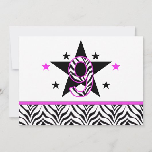 Zebra Print: 9e verjaardag van uitnodigingen van d (Achterkant)