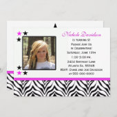 Zebra Print: 9e verjaardag van uitnodigingen van d (Voorkant / Achterkant)