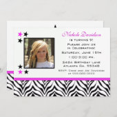 Zebra Print: 9e verjaardag van uitnodigingen van d (Voorkant / Achterkant)