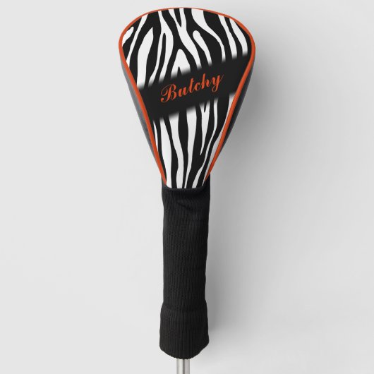Zebra Print aangepast in Oranje Golfheadcover (Voorkant)