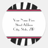 Zebra Print Adresetiketten Ronde Sticker (Voorkant)
