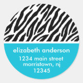 Zebra Print Adresetiketten Ronde Sticker (Voorkant)