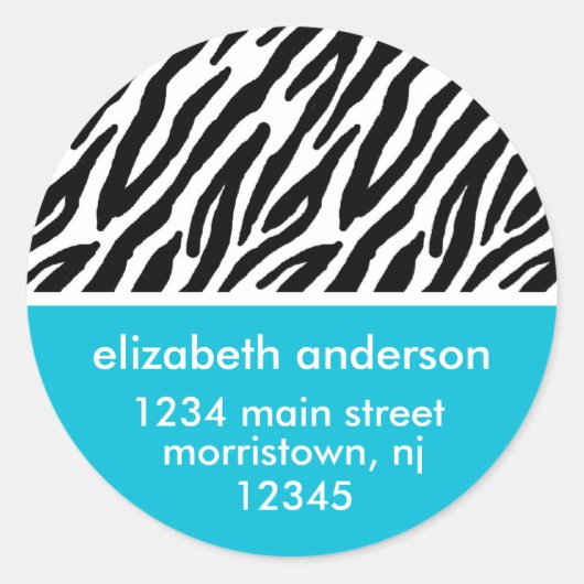 Zebra Print Adresetiketten Ronde Sticker (Voorkant)