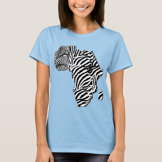 Zebra Print African Safari Africa Map T-shirt (Voorkant)