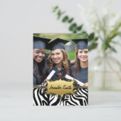 Zebra Print Afstuderen Afstudeerder Aankondiging B (Staand voorkant)