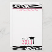 Zebra Print Afstuderen Stationery Class of 2011 Briefpapier (Voorkant / Achterkant)
