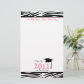 Zebra Print Afstuderen Stationery Class of 2011 Briefpapier (Staand voorkant)