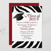 Zebra Print Afstuderen Uitnodigen Kaart (Voorkant / Achterkant)