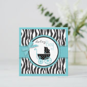 Zebra Print and Baby Carriage Baby shower Kaart (Staand voorkant)