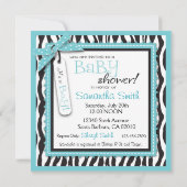 Zebra Print and Baby Carriage Baby shower Kaart (Achterkant)