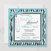 Zebra Print and Baby Carriage Baby shower Kaart (Achterkant)