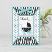 Zebra Print and Baby Carriage Dank je Bedankkaart (Staand voorkant)