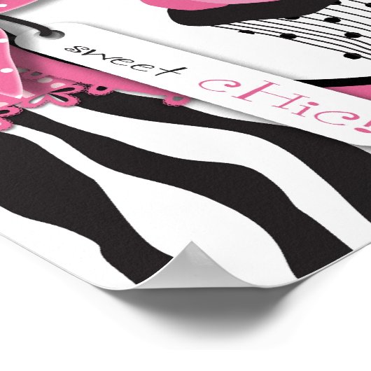 Zebra Print and Cupcake Birthday Banner (Hoek)
