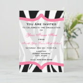 Zebra Print and Pink Class of 2011 Afstuderen Kaart (Staand voorkant)
