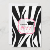 Zebra Print and Pink Class of 2011 Afstuderen Kaart (Achterkant)