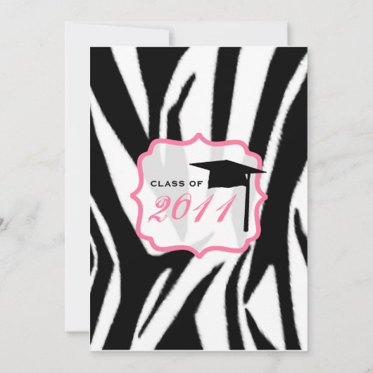 Zebra Print and Pink Class of 2011 Afstuderen Kaart (Achterkant)