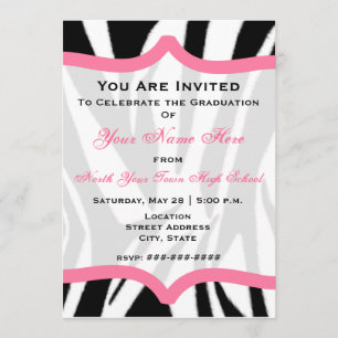Zebra Print and Pink Class of 2011 Afstuderen Kaart